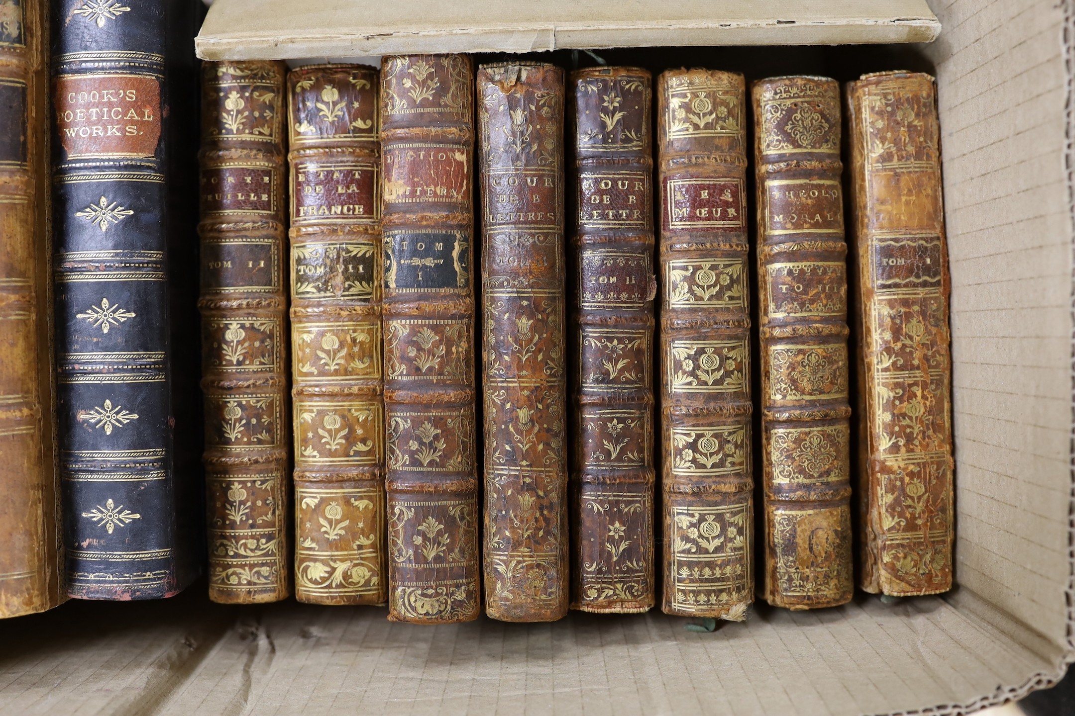 A selection of 18th and 19th century leather bound books